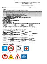 Đề kiểm tra 1 tiết lần 3 môn Tiếng Anh Khối 7 - Năm học 2019-2020